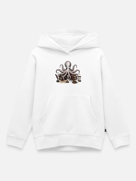 Dark Academia Octopus - Kinder Premium Organic Hoodie - Weiß