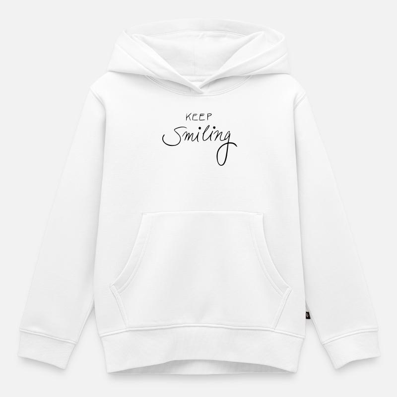 keep smiling - Kinder Premium Organic Hoodie - Weiß