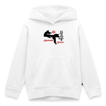 Kyokushin Karate KO Kick mit Kanku Zeichen - Kinder Premium Organic Hoodie - Weiß - Vorne - AI Model Kid Female (0cm)