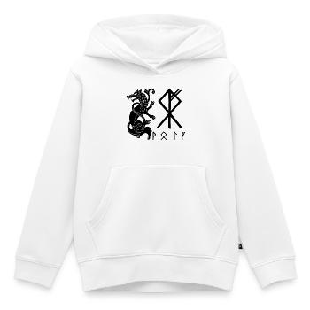 Loup noir Fenrir - Sweat Premium à capuche enfant bio - blanc - Devant - AI Model Kid Female (0cm)