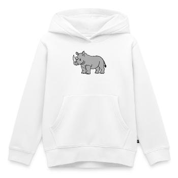 Rhinocéros, Rhinocéros - Sweat Premium à capuche enfant bio - blanc - Devant - AI Model Kid Female (0cm)