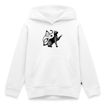 Chat noir celte - Sweat Premium à capuche enfant bio - blanc - Devant - AI Model Kid Female (0cm)