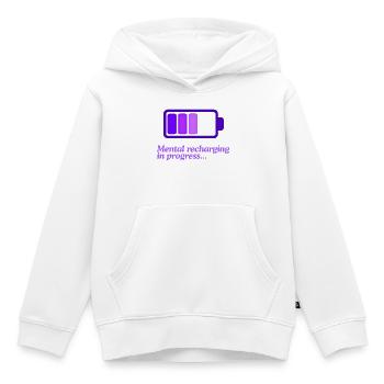 Icône de batterie en recharge mentale - Sweat Premium à capuche enfant bio - blanc - Devant - AI Model Kid Female (0cm)