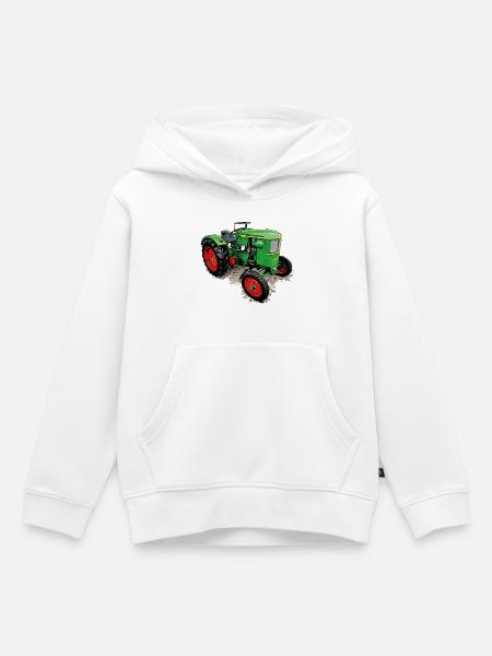 Legendärer Traktor Klassiker - Kinder Premium Organic Hoodie - Weiß