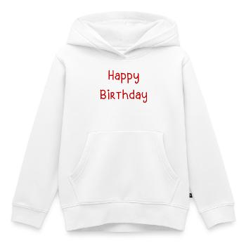 Message d'Anniversaire Joyeux en Style Ludique - Sweat Premium à capuche enfant bio - blanc - Devant - AI Model Kid Female (0cm)