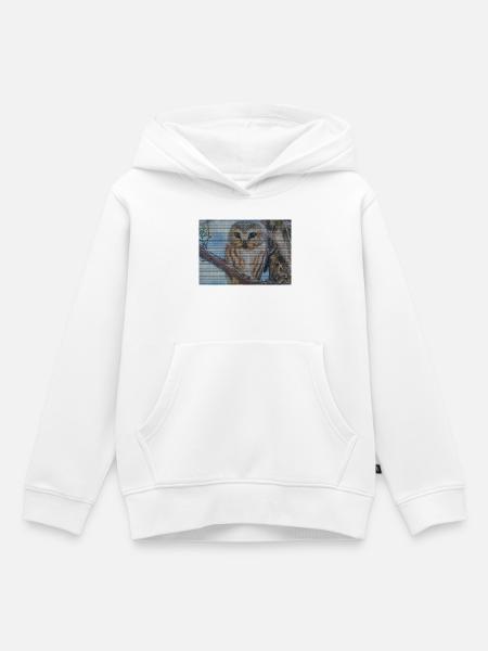 Abendwald Eulenblick - Kinder Premium Organic Hoodie - Weiß