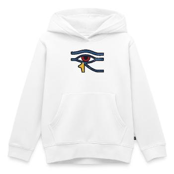 Oeil d’Horus Ligne Bleue - Sweat Premium à capuche enfant bio - blanc - Devant - AI Model Kid Female (0cm)