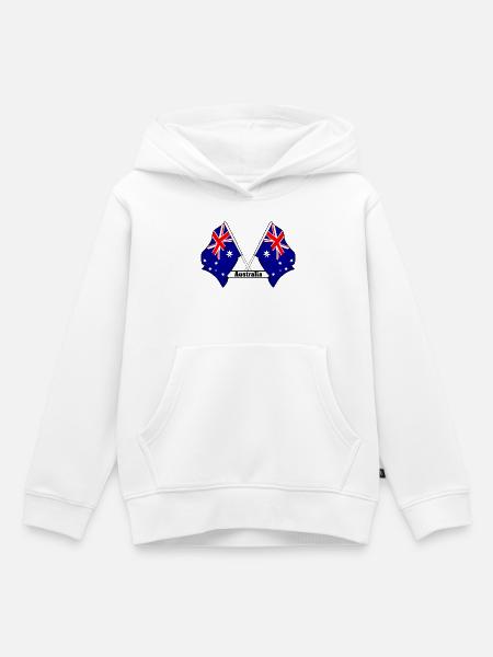 Australien kreuzte Flaggen - Kinder Premium Organic Hoodie - Weiß