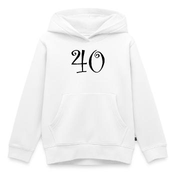 40. 40 ANS. 40e ANNIVERSAIRE. ANNIVERSAIRE 40 ANS. - Sweat Premium à capuche enfant bio - blanc - Devant - AI Model Kid Female (0cm)