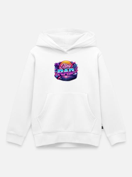 Stay Rad Neon Retro - Kinder Premium Organic Hoodie - Weiß