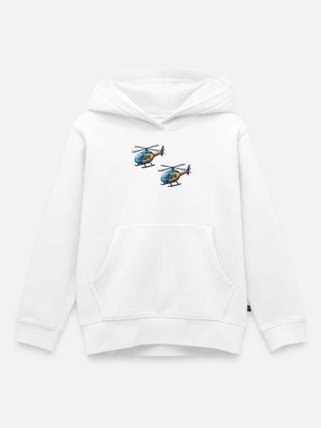 Helikopter Cartoon - Kinder Premium Organic Hoodie - Weiß