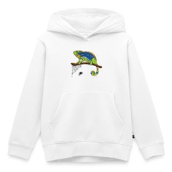 Chamäleon auf Ast mit Spinnennetz - Kinder Premium Organic Hoodie - Weiß - Vorne - AI Model Kid Female (0cm)