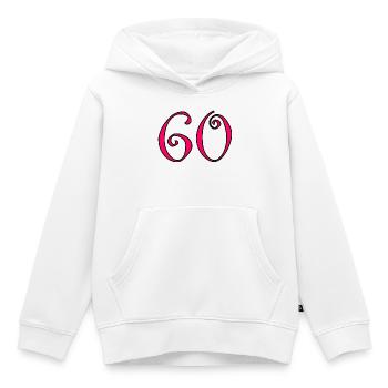 60. 60 ANS. 60e ANNIVERSAIRE. ANNIVERSAIRE 60 ANS. - Sweat Premium à capuche enfant bio - blanc - Devant - AI Model Kid Female (0cm)