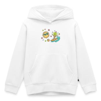 Sun Surfer Glace Vagues Glace Balle de glace Fun d’été - Sweat Premium à capuche enfant bio - blanc - Devant - AI Model Kid Female (0cm)