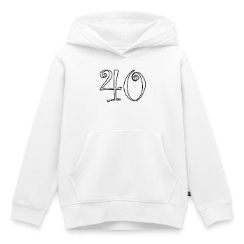 40. 40 ANS. 40e ANNIVERSAIRE. ANNIVERSAIRE 40 ANS. - Sweat Premium à capuche enfant bio - blanc - Devant - AI Model Kid Female (0cm)