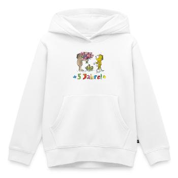Janosch 5 Years Birthday Design With Bear & Tiger - Kids Premium Organic Hoodie - white - Front - AI Model Kid Female (0cm)