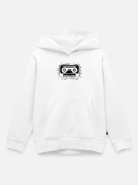 Musik Kassette - Kinder Premium Organic Hoodie - Weiß