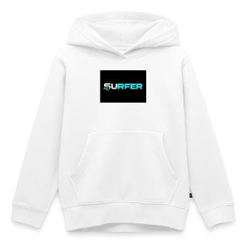 Surfer Neon Text Logo - Kids Premium Organic Hoodie - white - Front - AI Model Kid Female (0cm)