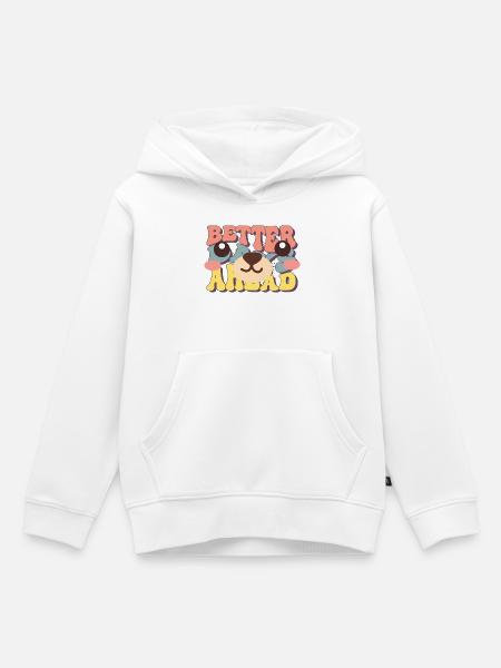 Better Forward Bärenmotiv - Kinder Premium Organic Hoodie - Weiß