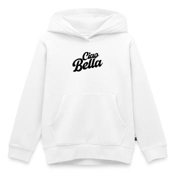 Ciao Bello Italien Spruch – Minimal Typo Design - Kinder Premium Organic Hoodie - Weiß - Vorne - AI Model Kid Female (0cm)