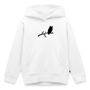 Grimme Eule Silhouette mit gelben Augen auf Ast - Kinder Premium Organic Hoodie - Weiß - Vorne - AI Model Kid Female (0cm)