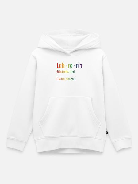 Lehrerin Substantiv Definition Schule Geschenk - Kinder Premium Organic Hoodie - Weiß
