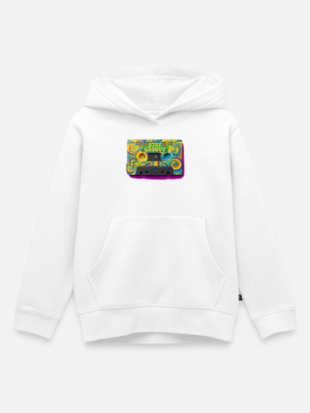 Stay Groovy Psychedelic Kassette - Kinder Premium Organic Hoodie - Weiß