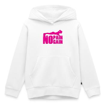 Silhouette de musculation No Pain No Gain - Sweat Premium à capuche enfant bio - blanc - Devant - AI Model Kid Female (0cm)