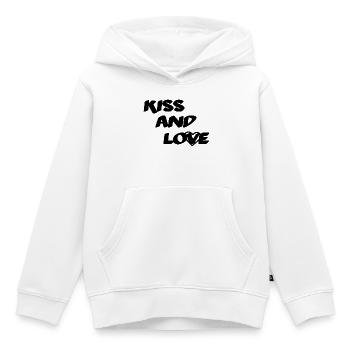 Kiss And Love - Sweat Premium à capuche enfant bio - blanc - Devant - AI Model Kid Female (0cm)