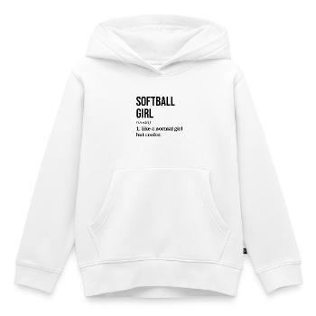 Softball Softball Softball - Sweat Premium à capuche enfant bio - blanc - Devant - AI Model Kid Female (0cm)