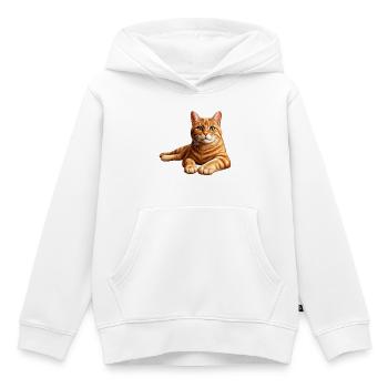 Realistisches orange getigertes Katzenporträt - Kinder Premium Organic Hoodie - Weiß - Vorne - AI Model Kid Female (0cm)