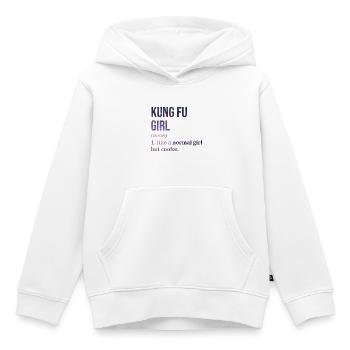kung-fu - Sweat Premium à capuche enfant bio - blanc - Devant - AI Model Kid Female (0cm)
