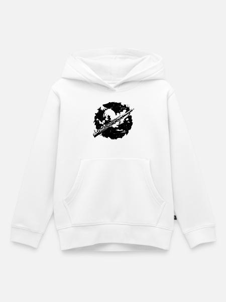 Flöte Skizze - Kinder Premium Organic Hoodie - Weiß