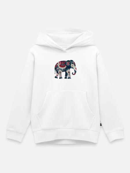 Indigoblauer Elefant - Kinder Premium Organic Hoodie - Weiß