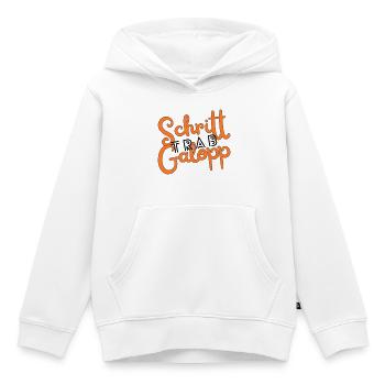 Schritt Trab Galopp - Kinder Premium Organic Hoodie - Weiß - Vorne - AI Model Kid Female (0cm)