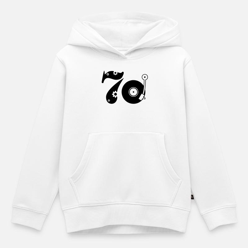 Années 70 Soixante-dix Dix-sept - Sweat Premium à capuche enfant bio - blanc