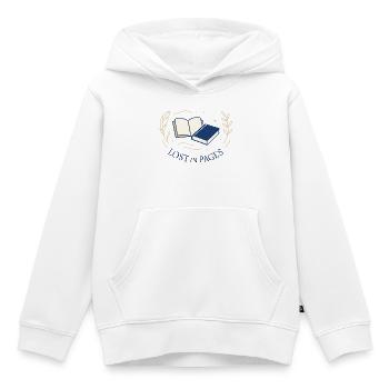 Entre les pages - Sweat Premium à capuche enfant bio - blanc - Devant - AI Model Kid Female (0cm)