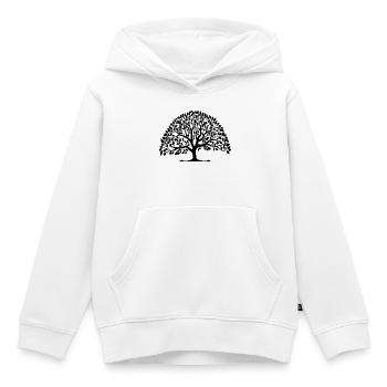 Arbre d’ombrage élancé - Silhouette étroite avec des feuilles - Sweat Premium à capuche enfant bio - blanc - Devant - AI Model Kid Female (0cm)