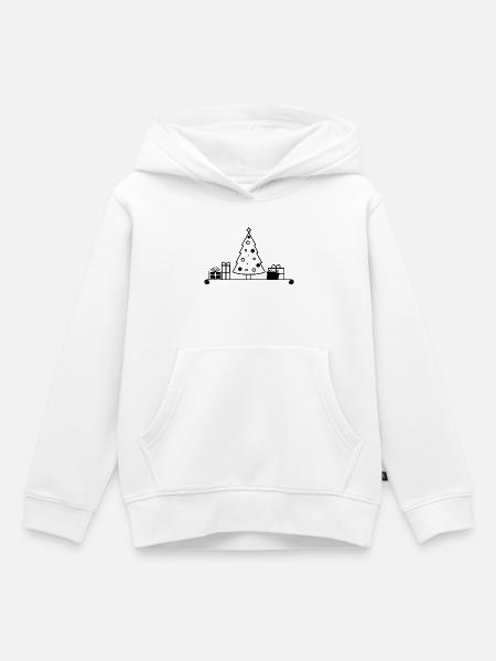 Weihnachtsbaum auf Regal mit Geschenken - Kinder Premium Organic Hoodie - Weiß