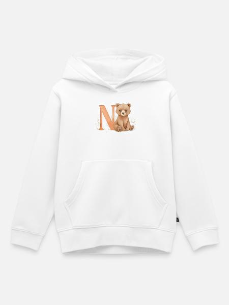 Bär mit Buchstabe N - Kinder Premium Organic Hoodie - Weiß