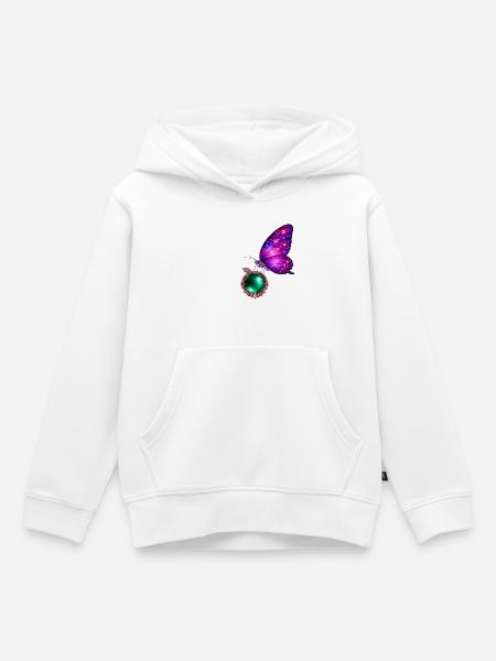 Emerald Rebirth – Kosmischer Schmetterling - Kinder Premium Organic Hoodie - Weiß