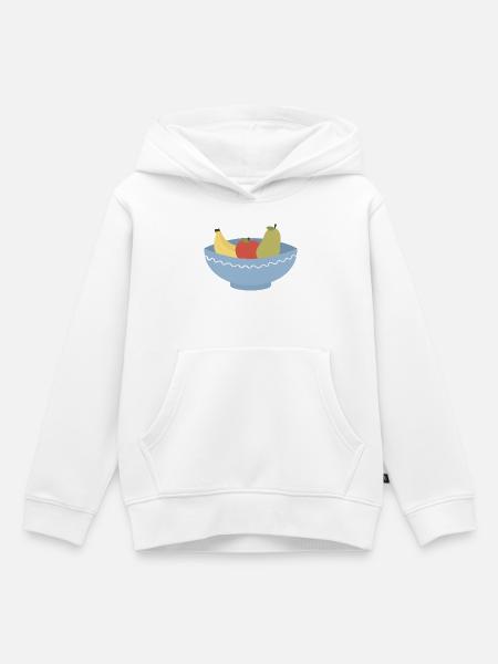 Obstschalen-Stillleben-Illustration - Kinder Premium Organic Hoodie - Weiß