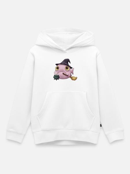 Lustiger Blobfisch - Hexenhut und Zauberkessel - Kinder Premium Organic Hoodie - Weiß