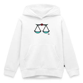 Grande échelle - Sweat Premium à capuche enfant bio - blanc - Devant - AI Model Kid Female (0cm)