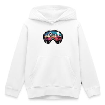 Lunettes de ski Montagnes Ski - Sweat Premium à capuche enfant bio - blanc - Devant - AI Model Kid Female (0cm)