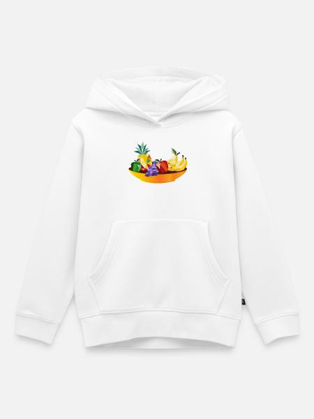 Geometrisches Obst Stillleben – Früchte Schale - Kinder Premium Organic Hoodie - Weiß