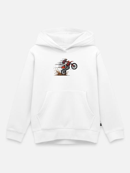 Motocross Sprung im Schlamm - Kinder Premium Organic Hoodie - Weiß