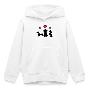 Drei Hunde Dackel Herzen Hundemama Gassi - Kinder Premium Organic Hoodie - Weiß - Vorne - AI Model Kid Female (0cm)