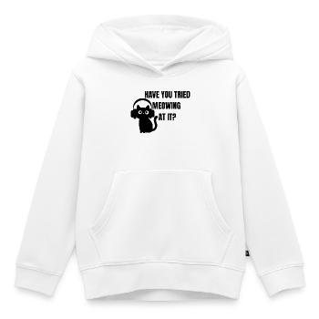Lustige IT Katze - As-tu essayé de miauler dessus ? - Sweat Premium à capuche enfant bio - blanc - Devant - AI Model Kid Female (0cm)