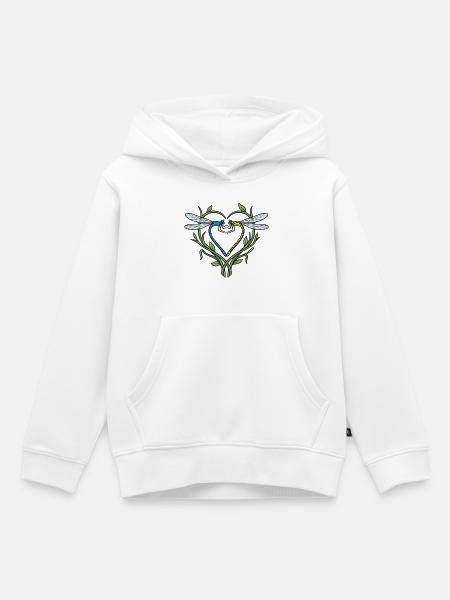 Libelle Herz - Kinder Premium Organic Hoodie - Weiß